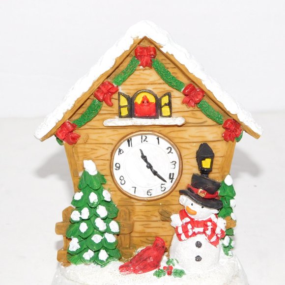 VTG Santa's Trim Shoppe Cuckoo Clock snowmam Fireplace Mantel Stocking Holder - Picture 3 of 6